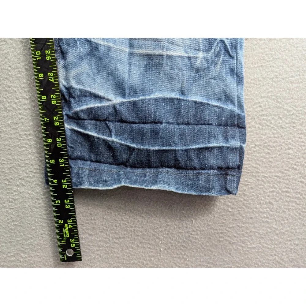 Indigo-30‎ Acid Wash Denim Jeans Men's 40x32 Blue Embellished Relaxed Fit Grunge